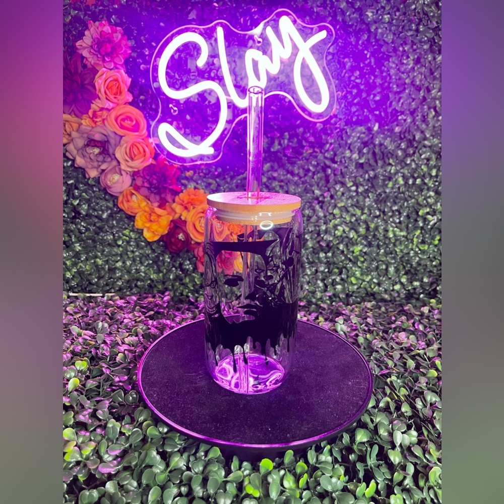 Handcrafted Halloween Friends Glass Tumbler